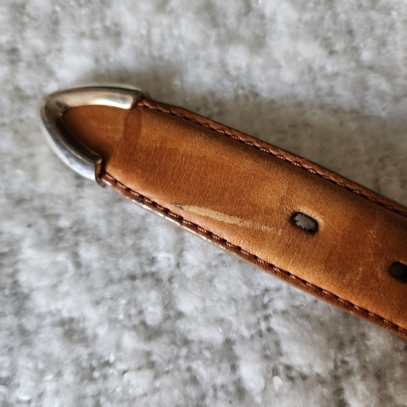 Western italian leather belt color brown size 38 - Picture 7 of 7